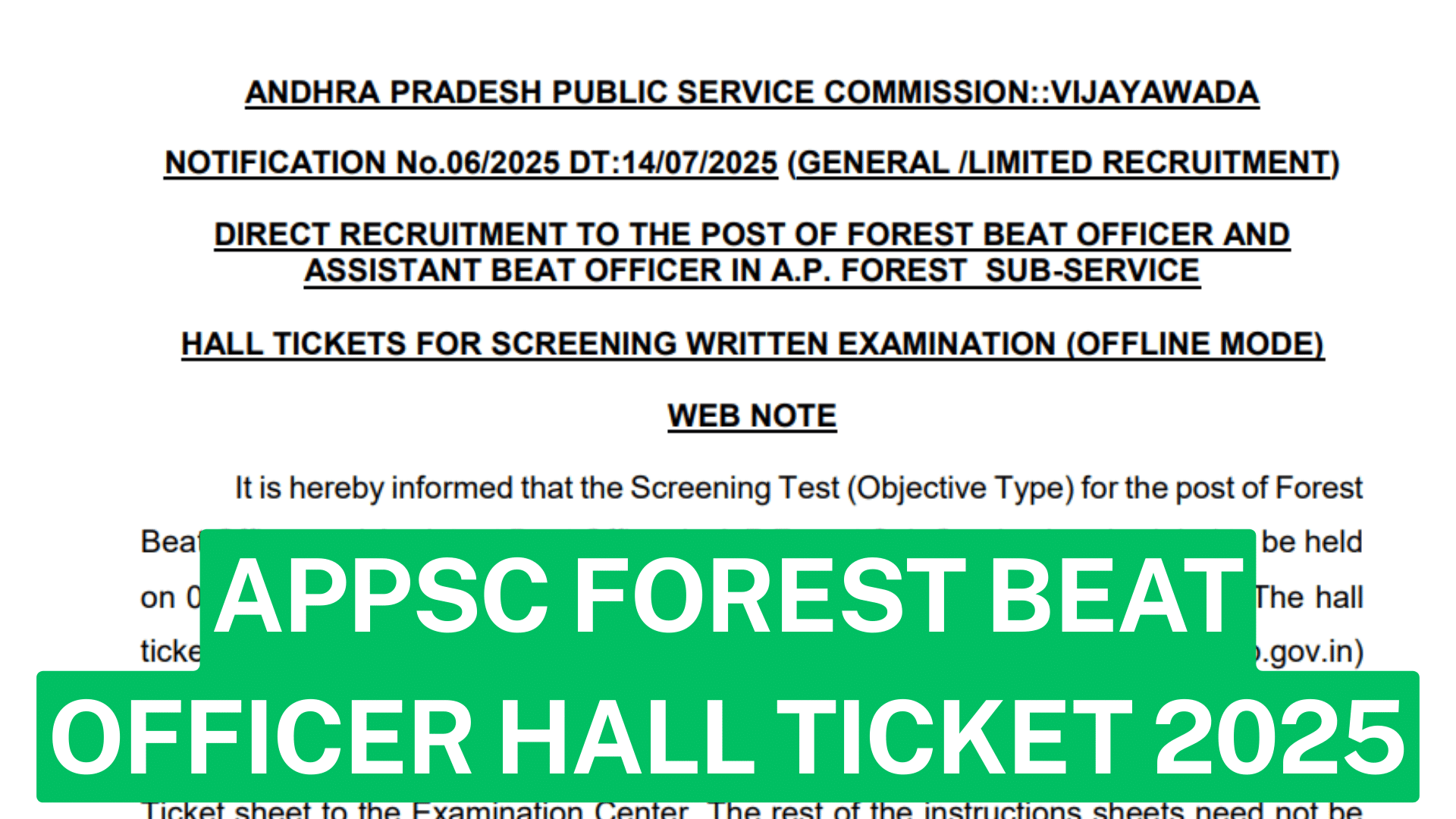 APPSC Forest Beat Officer Admit Card 2025