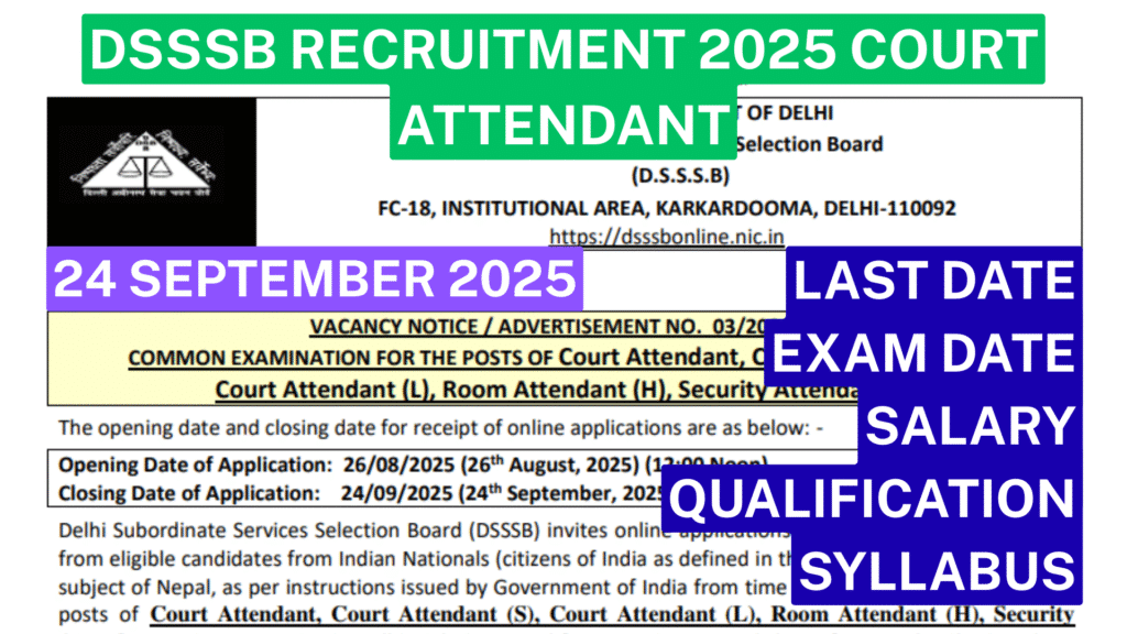 Dsssb recruitment 2025 court attendant syllabus