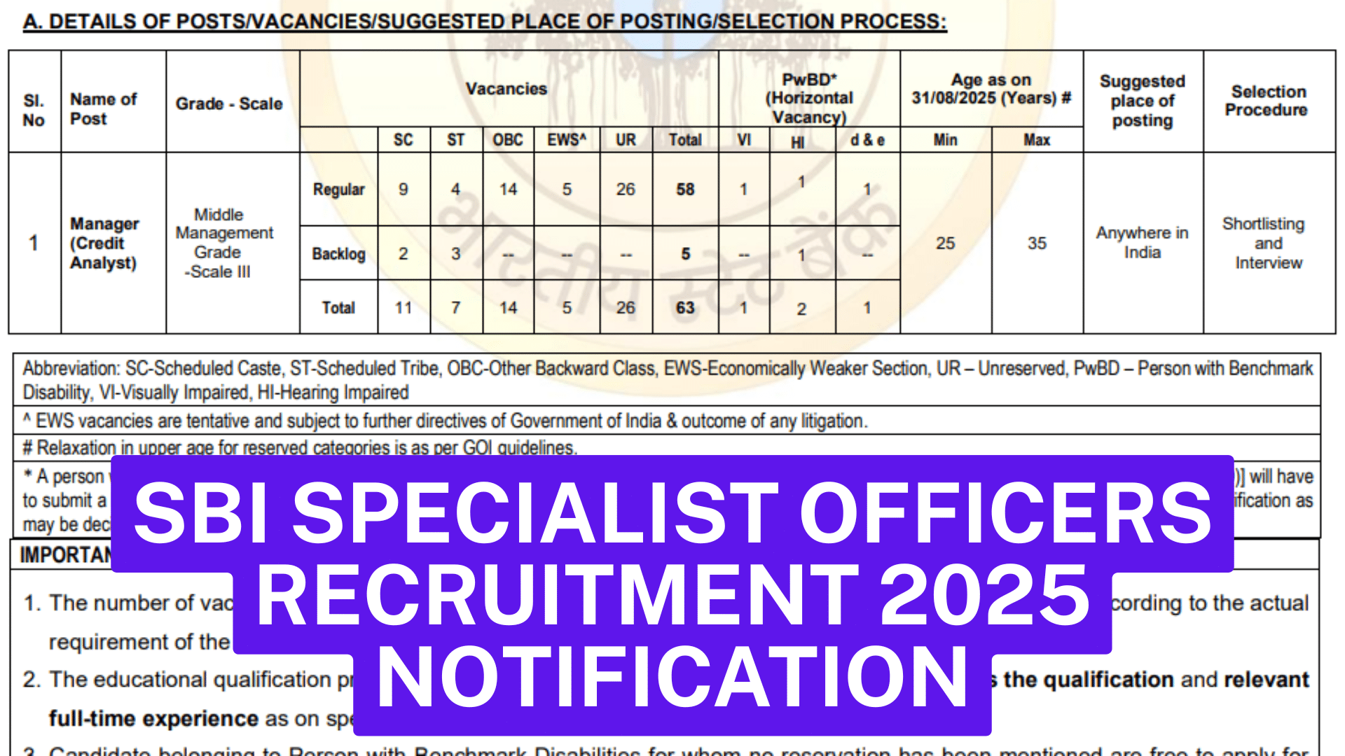 Sbi so vacancy 2025 notification apply online