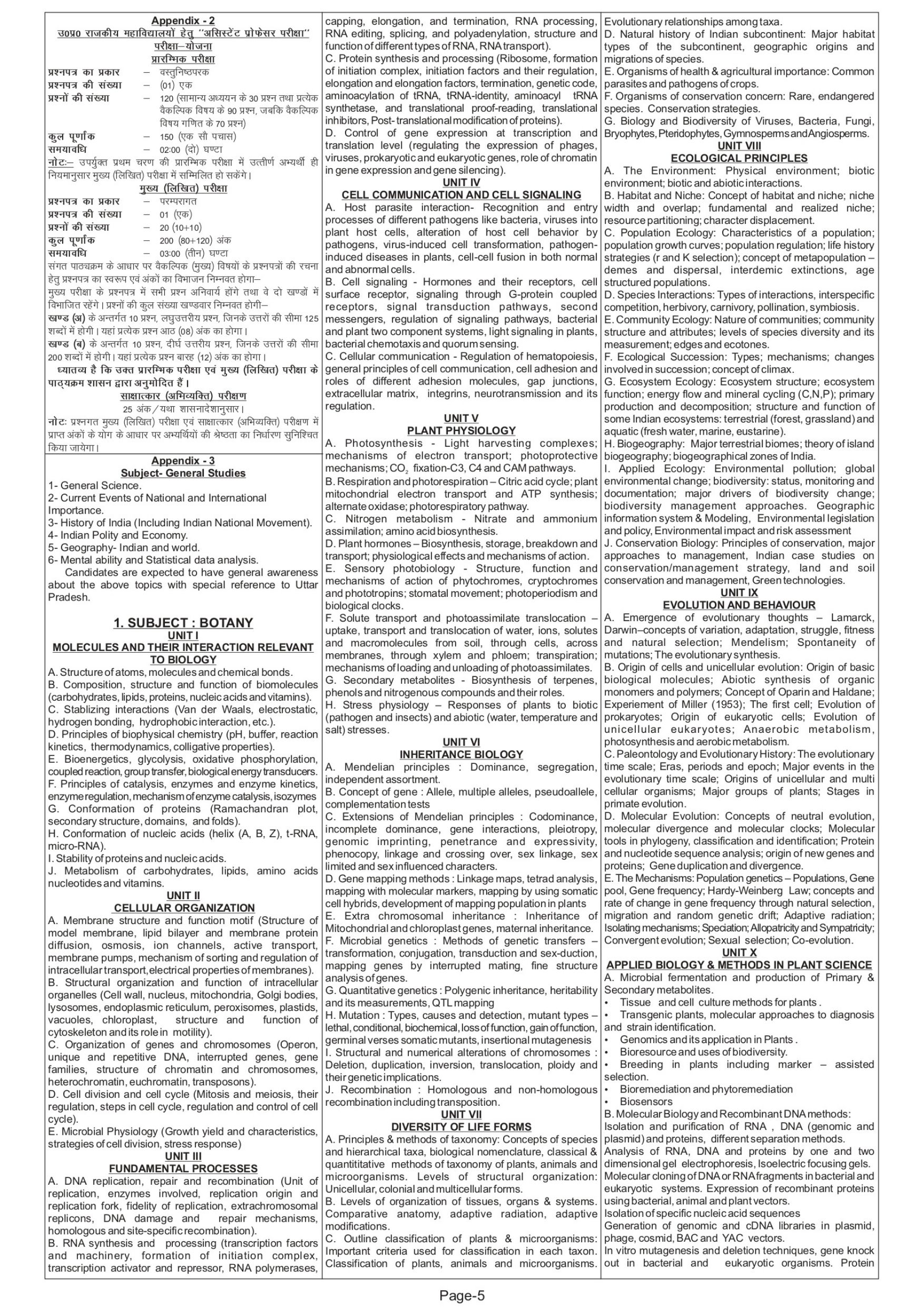 UPSC Assistant Professor Syllabus