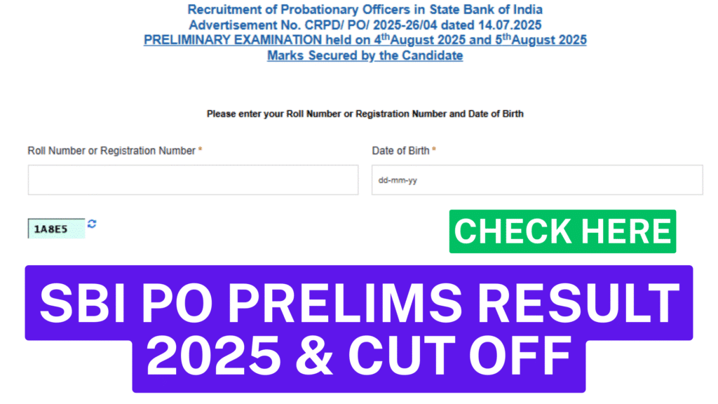 sbi po prelims result 2025 & Cut Off