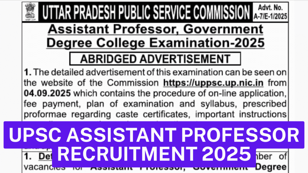 upsc assistant professor recruitment 2025 notification pdf