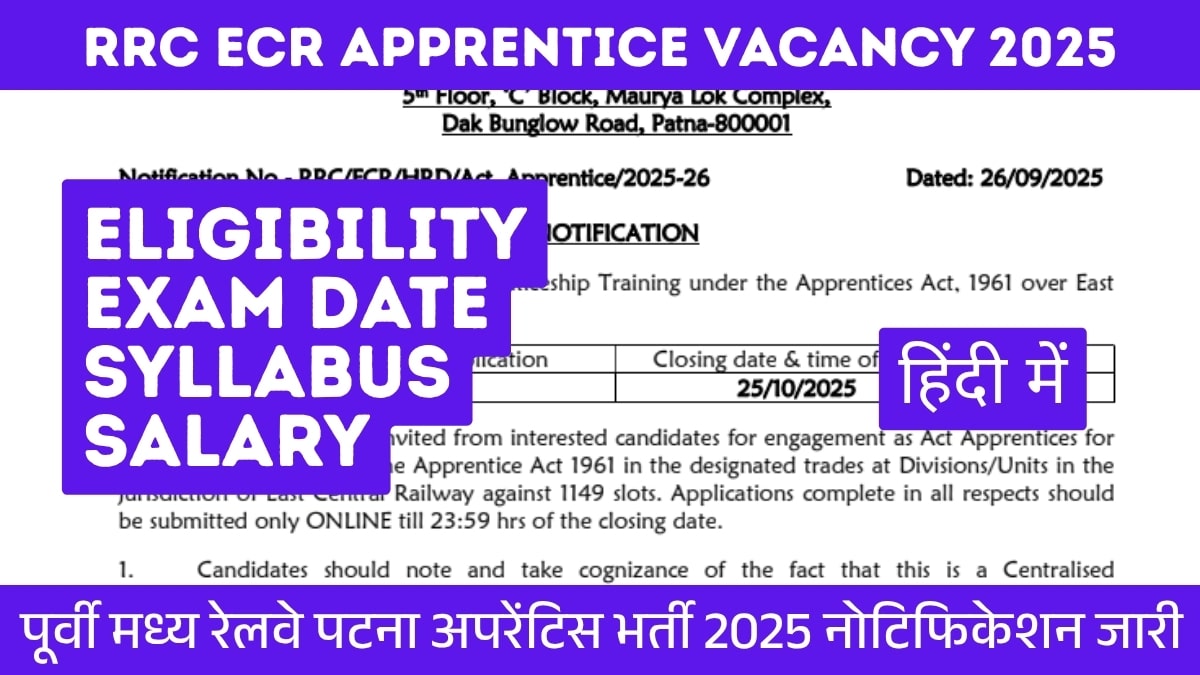 RRC ECR Apprentice Recruitment 2025 Apply Online Form