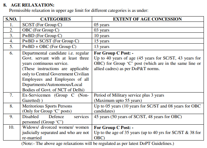 DSSSB MTS Age Relaxation